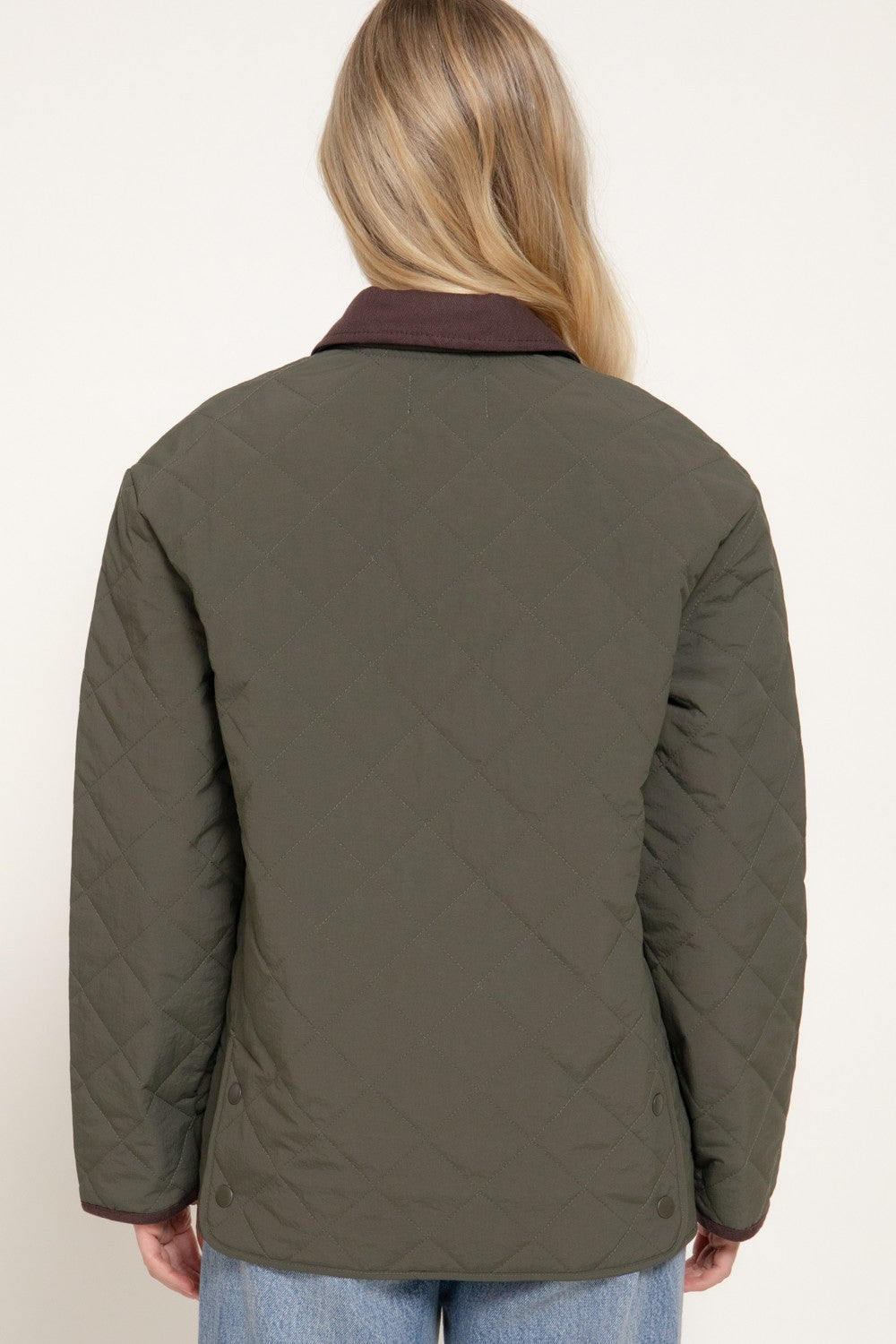 Lapel Collar Quilted Puffer Work Jacket