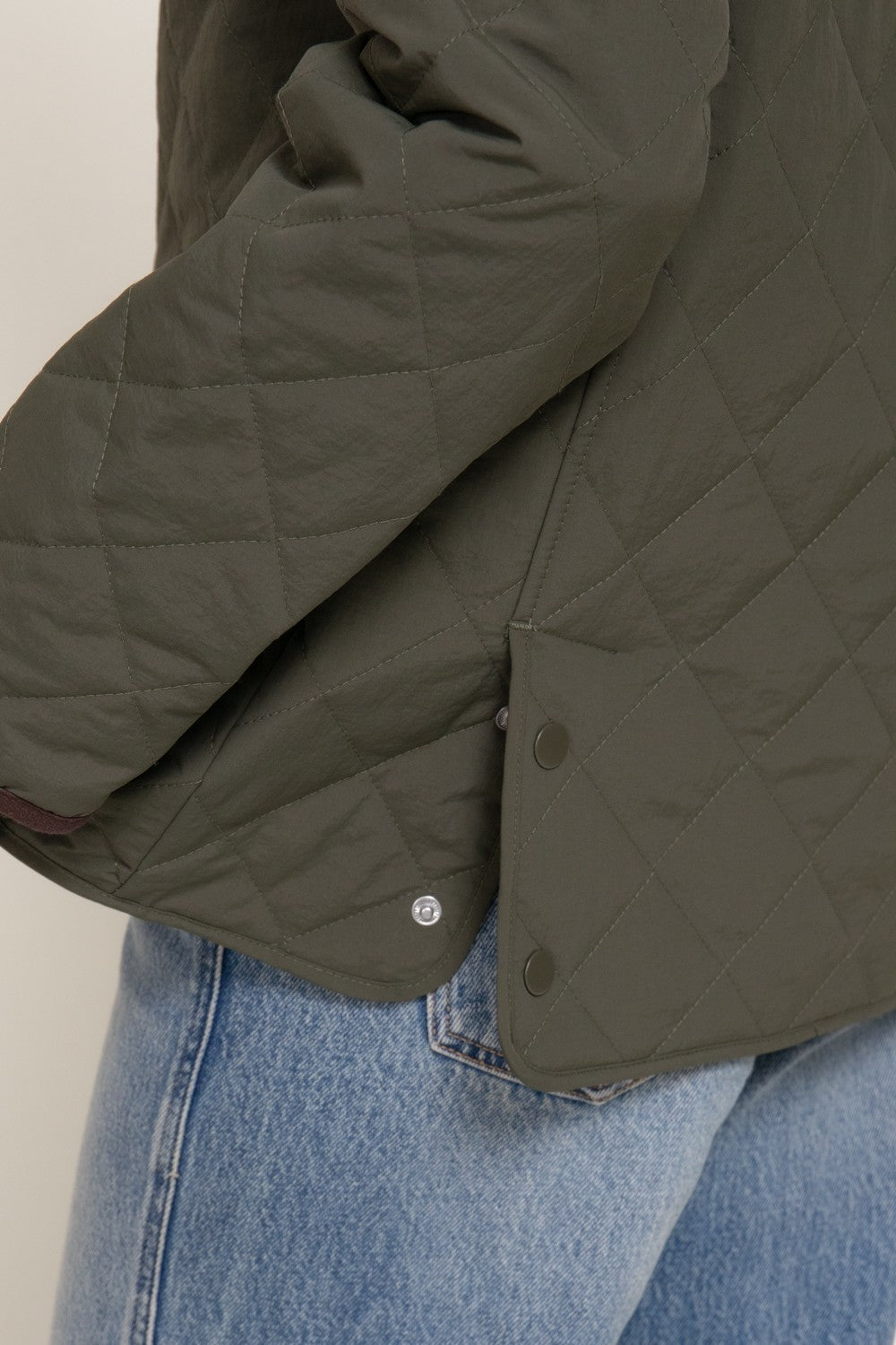 Lapel Collar Quilted Puffer Work Jacket