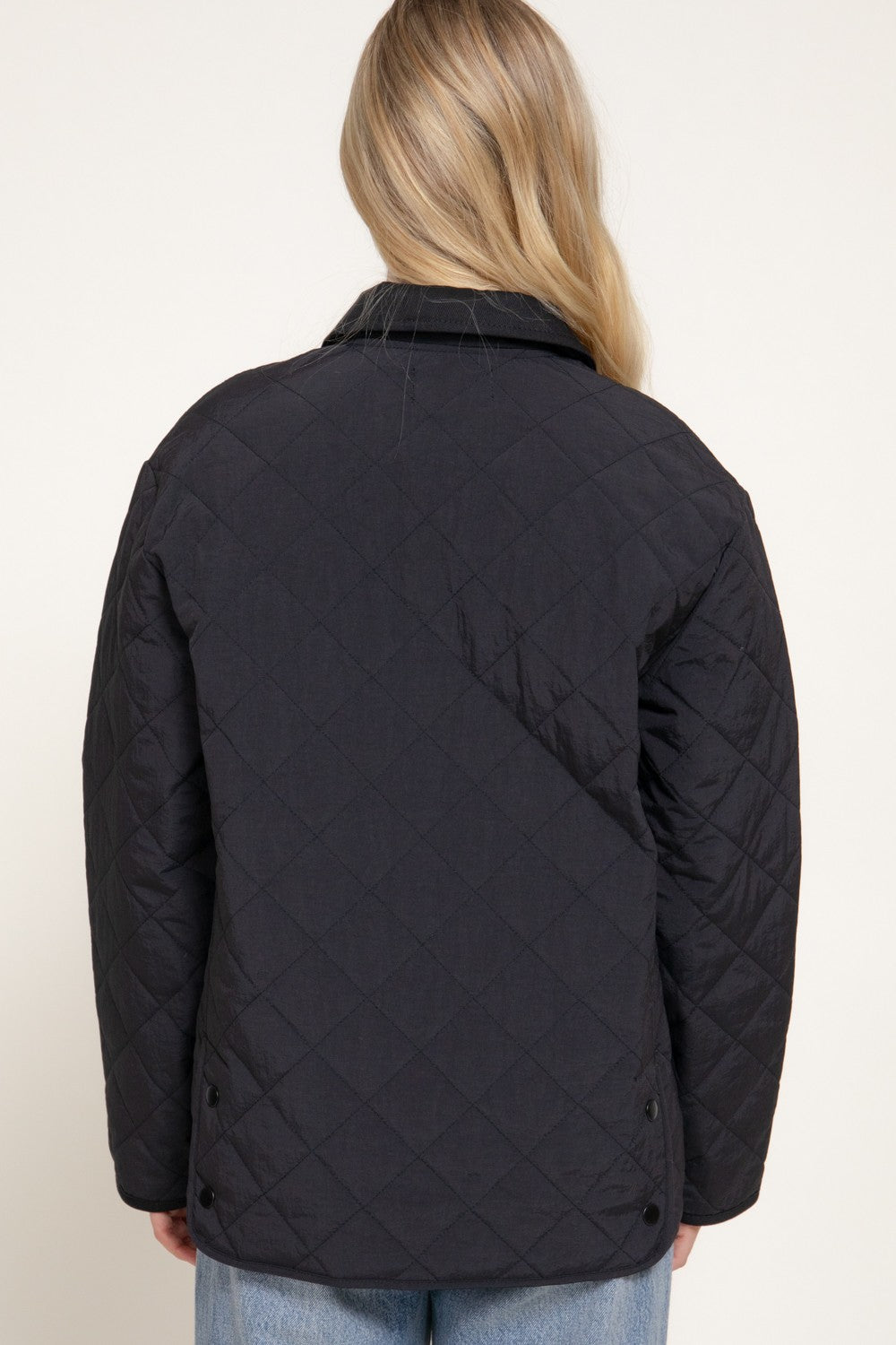 Lapel Collar Quilted Puffer Work Jacket