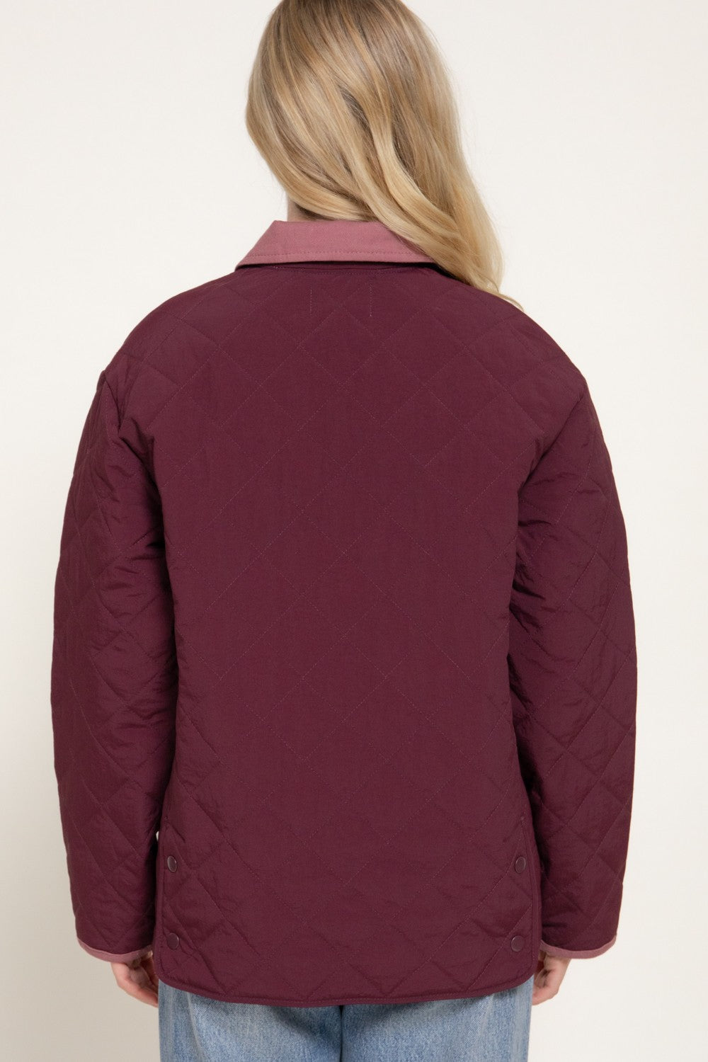 Lapel Collar Quilted Puffer Work Jacket