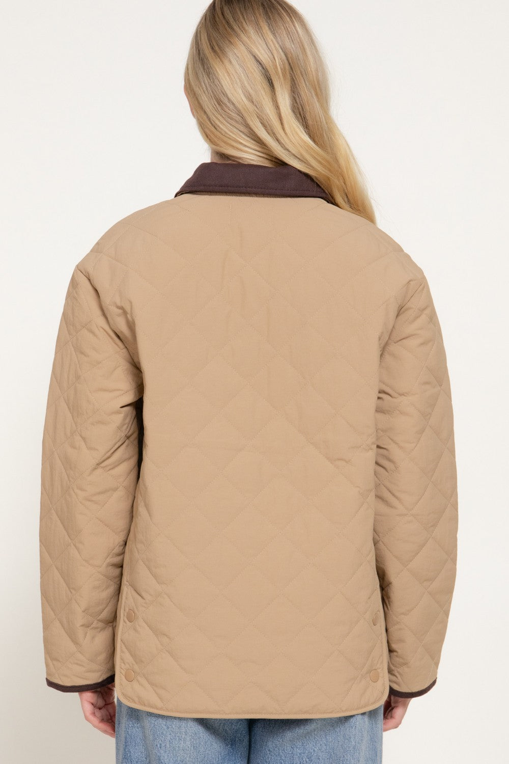 Lapel Collar Quilted Puffer Work Jacket
