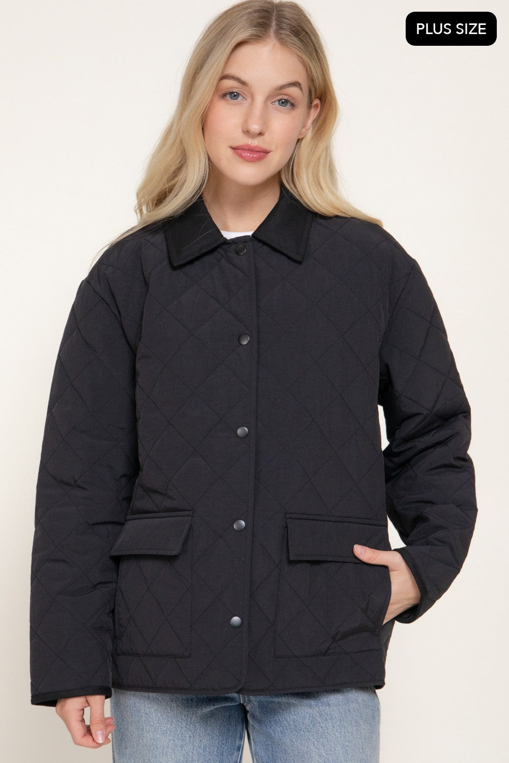 Lapel Collar Quilted Puffer Work Jacket