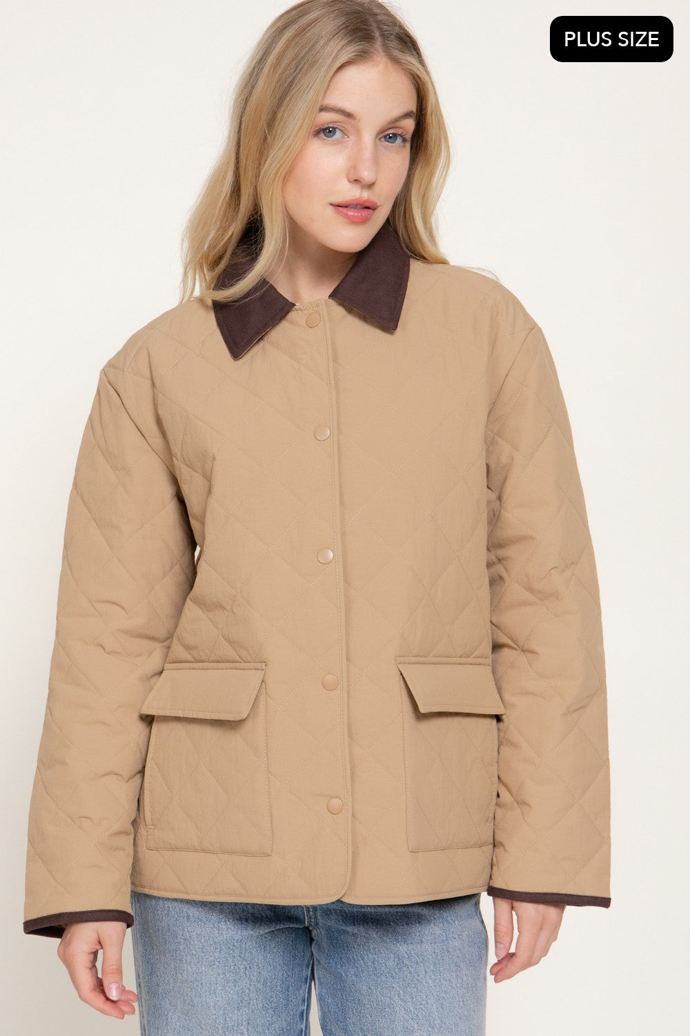 Lapel Collar Quilted Puffer Work Jacket