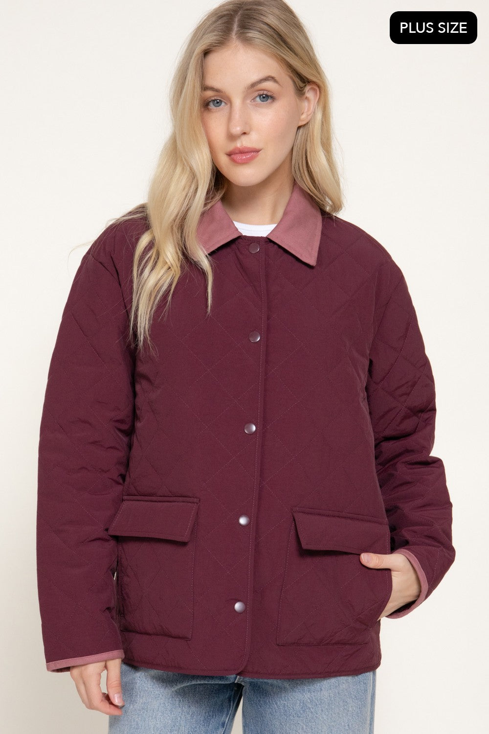 Lapel Collar Quilted Puffer Work Jacket