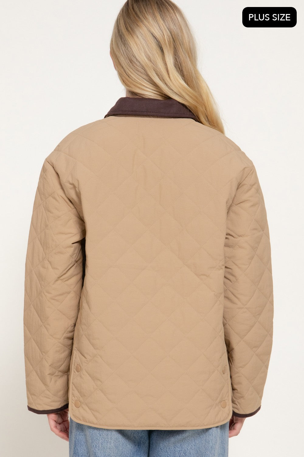 Lapel Collar Quilted Puffer Work Jacket