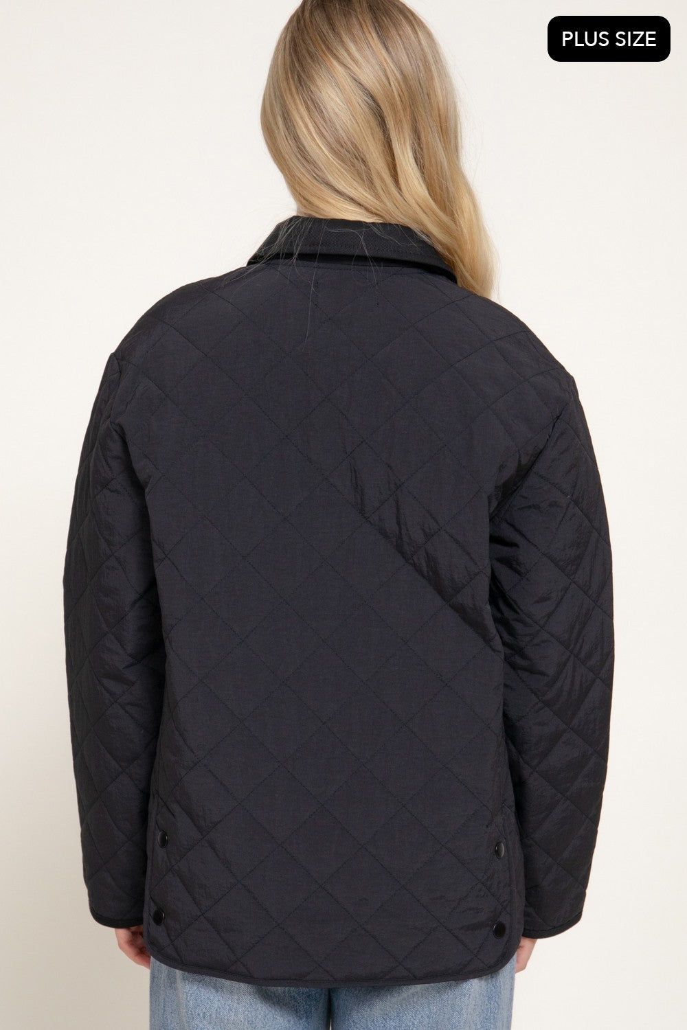 Lapel Collar Quilted Puffer Work Jacket