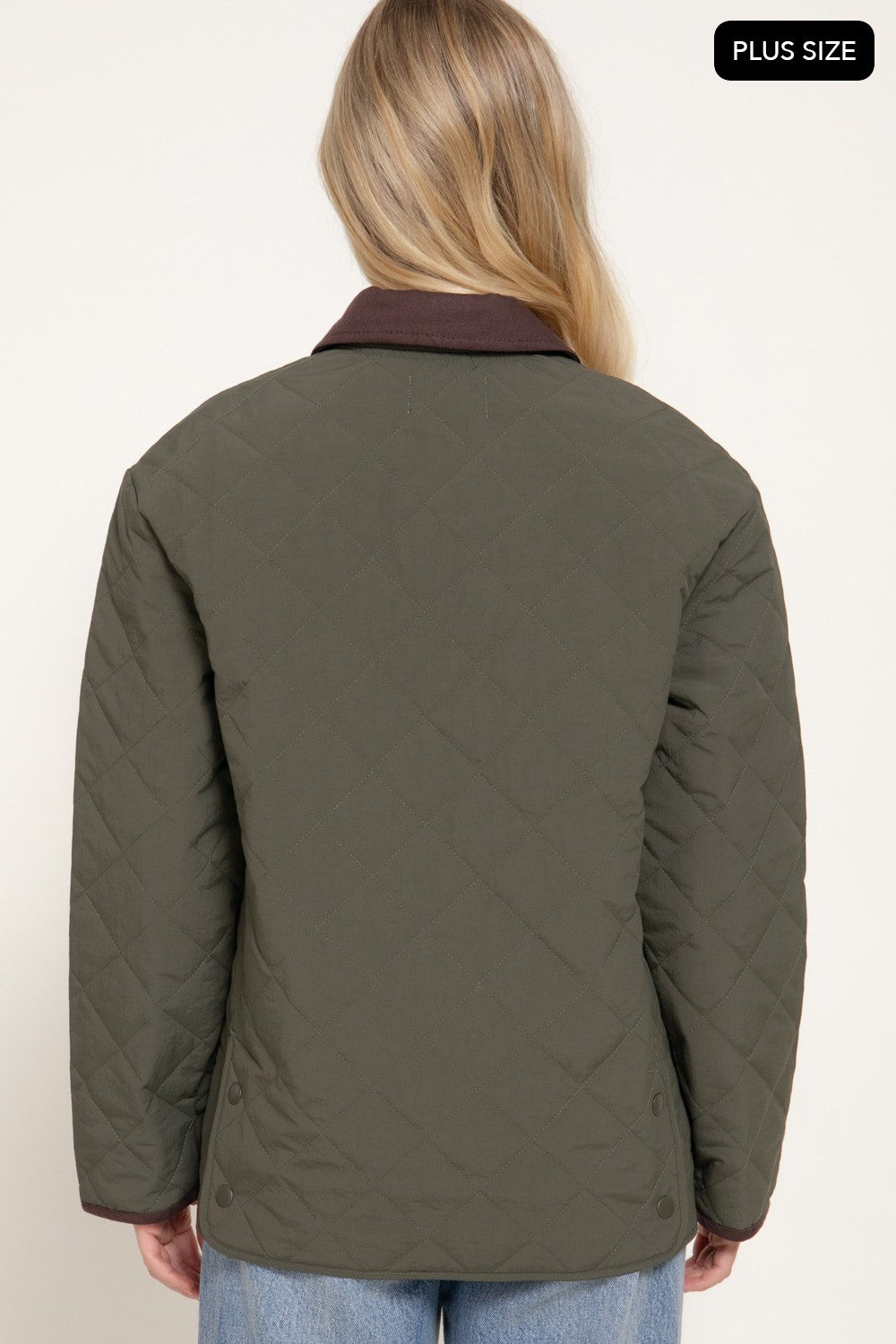 Lapel Collar Quilted Puffer Work Jacket