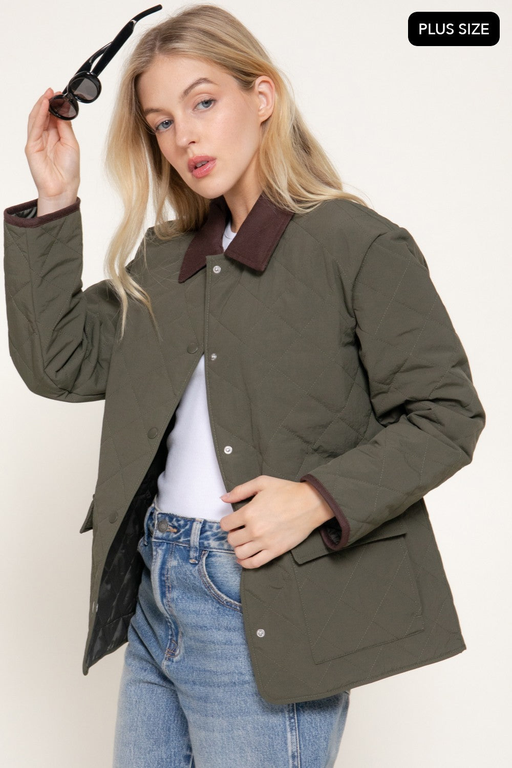 Lapel Collar Quilted Puffer Work Jacket