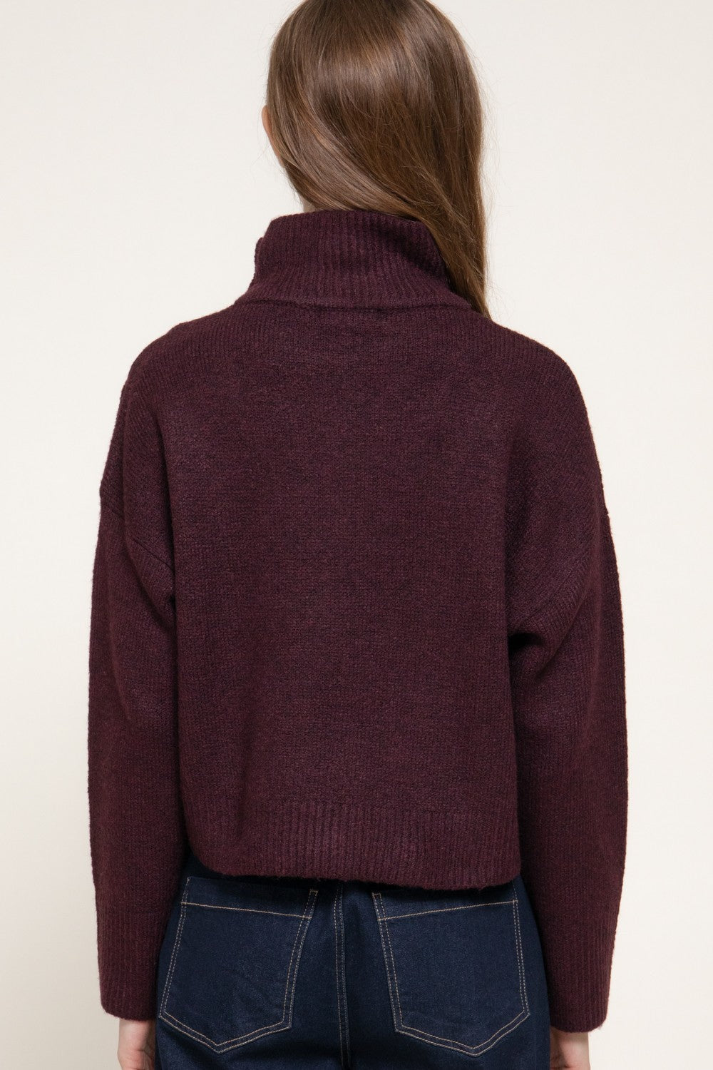 Long Slv High Neck Metal Buttoned Sweater