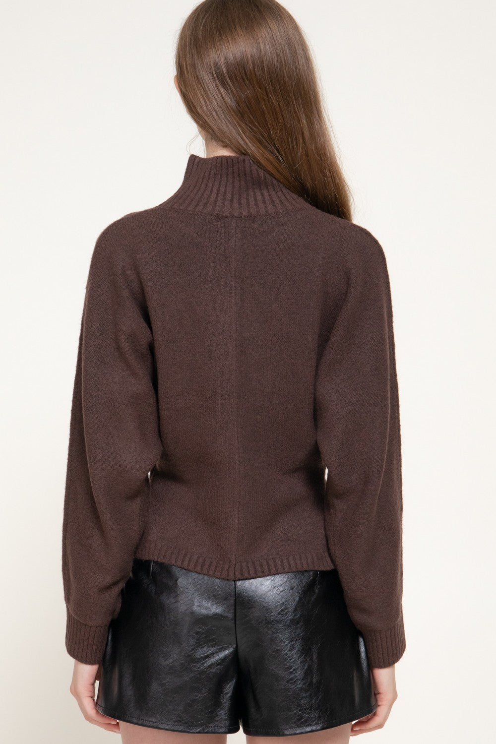 Long Slv High Neck Sweater Top
