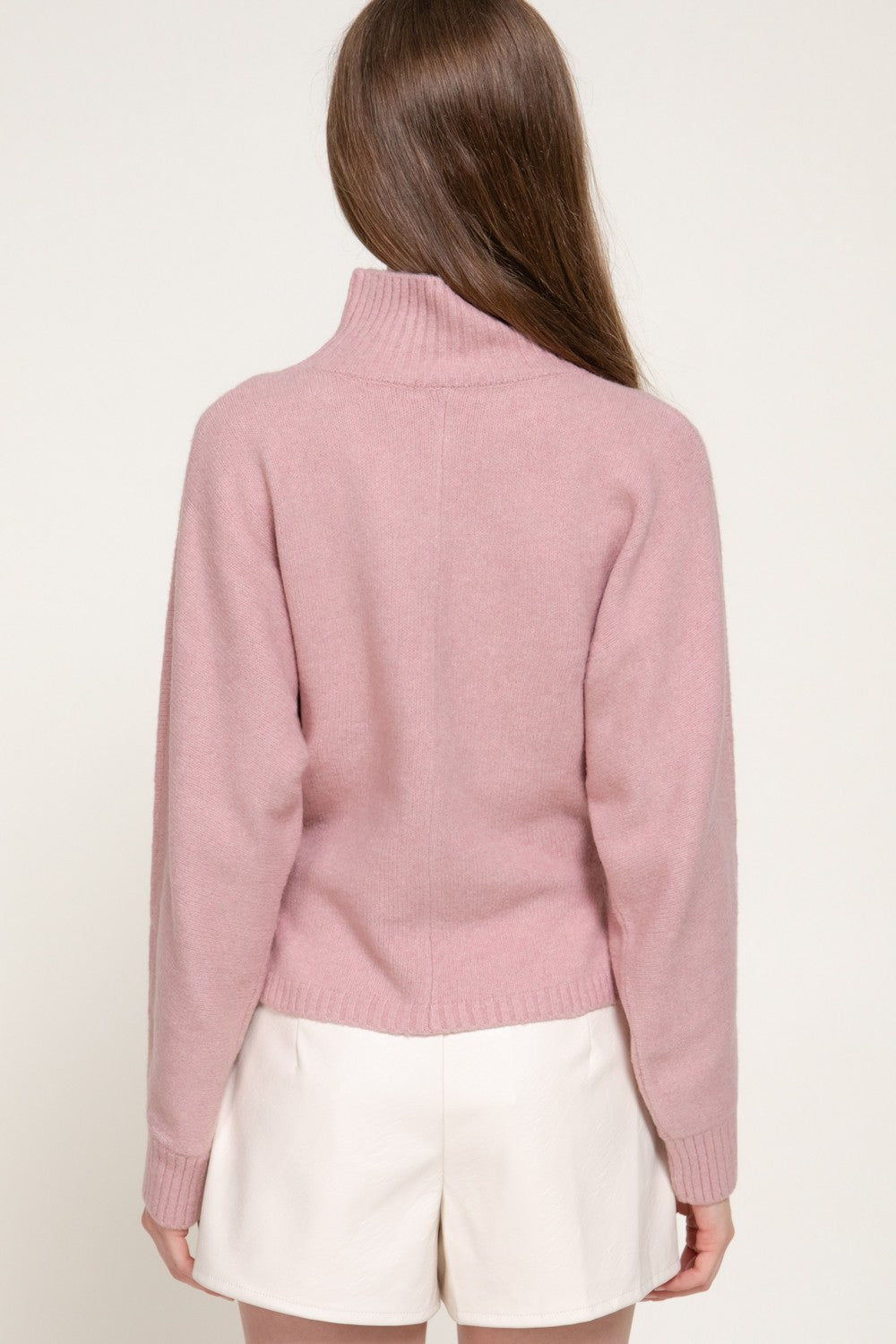 Long Slv High Neck Sweater Top