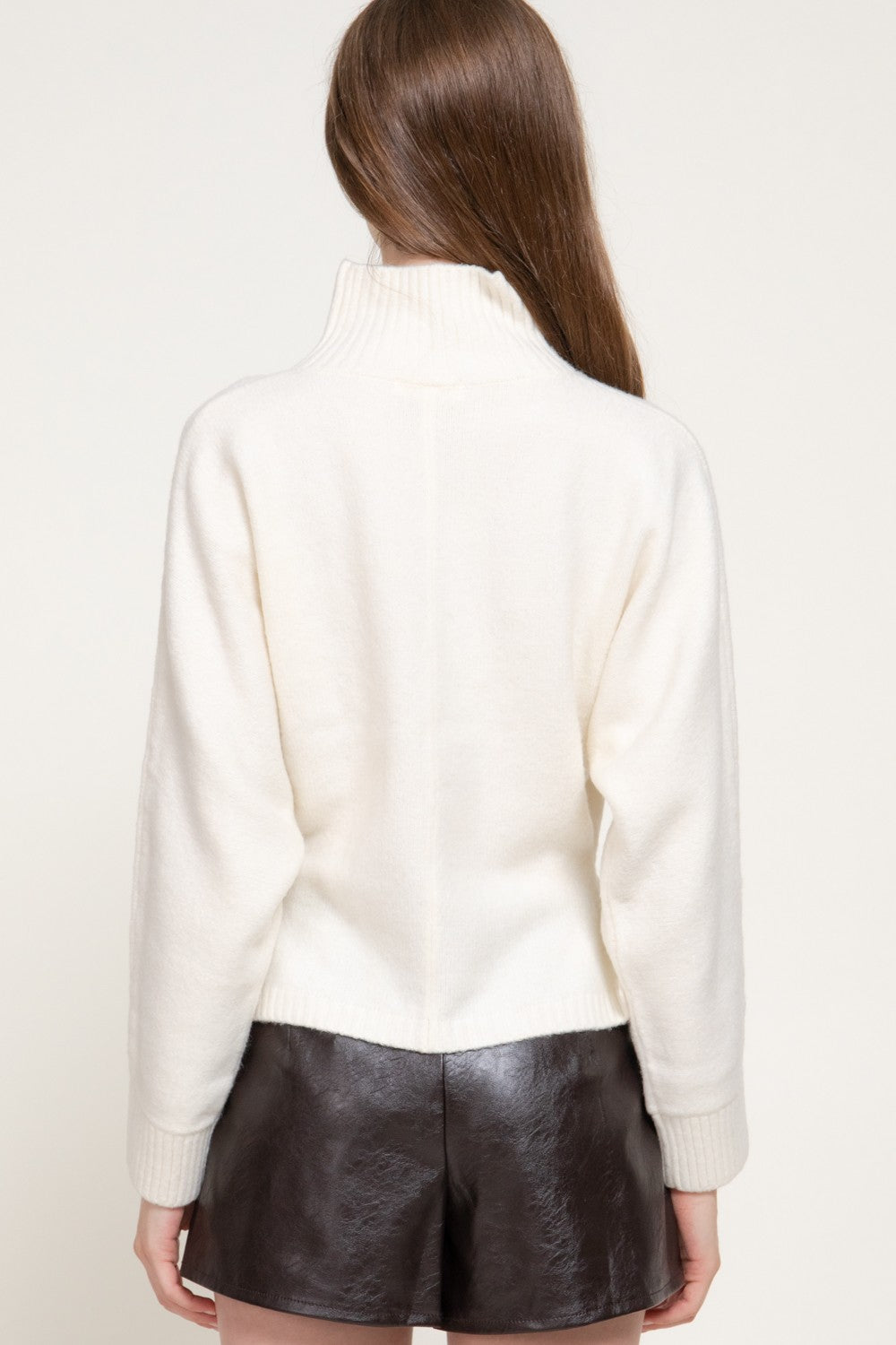 Long Slv High Neck Sweater Top