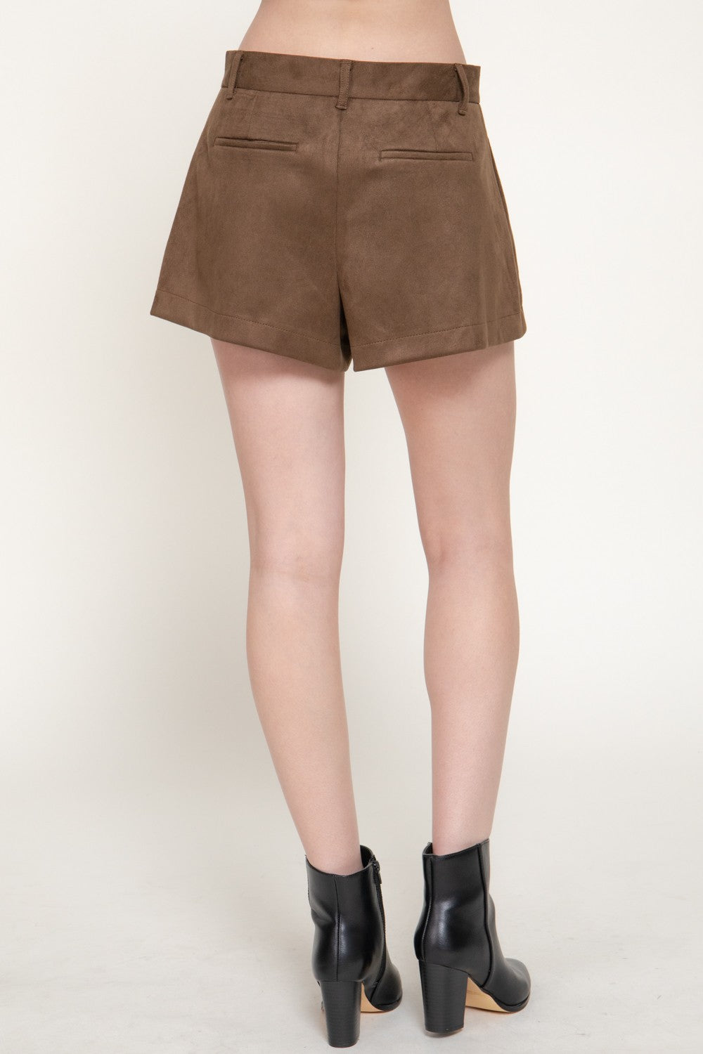Pleated Faux Suede Shorts