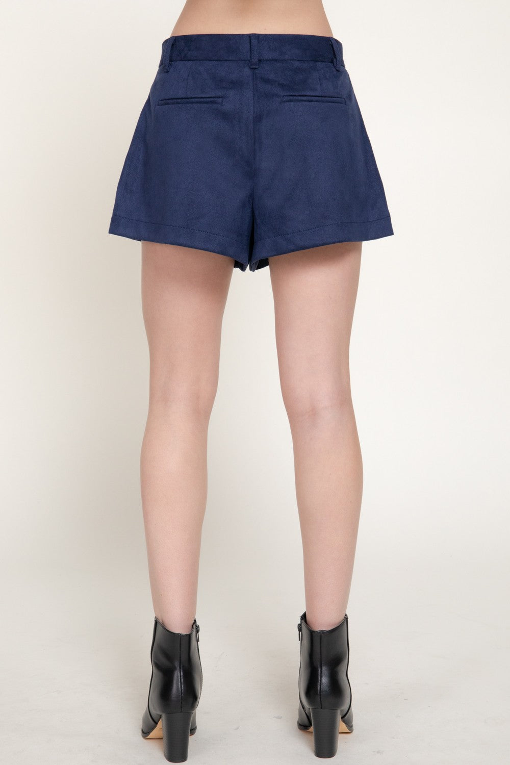 Pleated Faux Suede Shorts