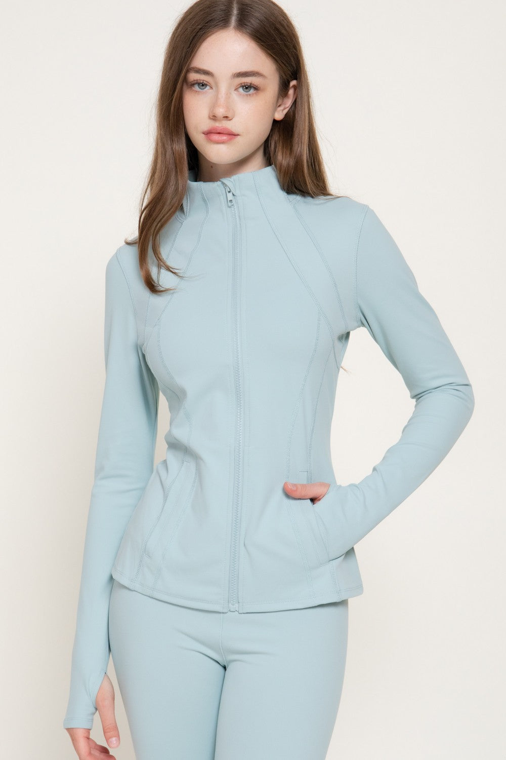 Long Slv Thumb Holes Workout Jacket