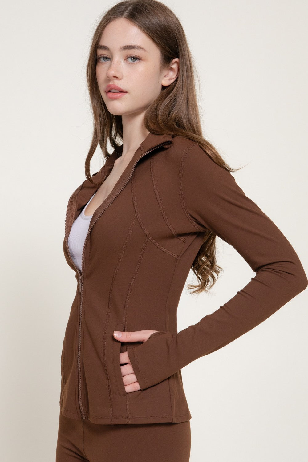 Long Slv Thumb Holes Workout Jacket