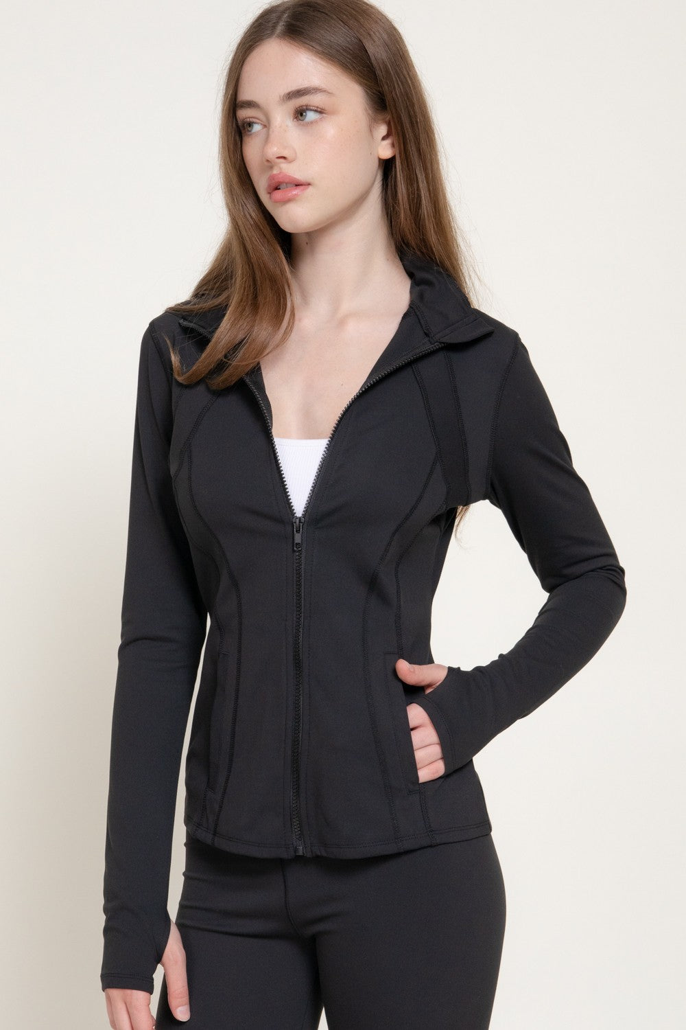 Long Slv Thumb Holes Workout Jacket