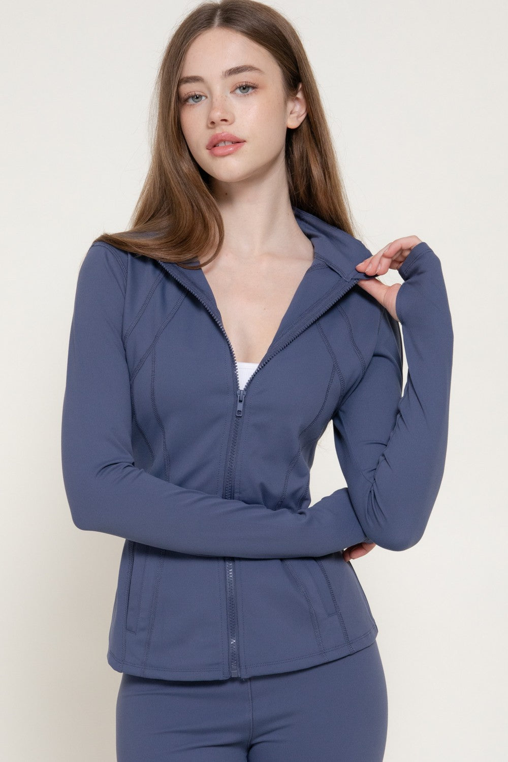 Long Slv Thumb Holes Workout Jacket