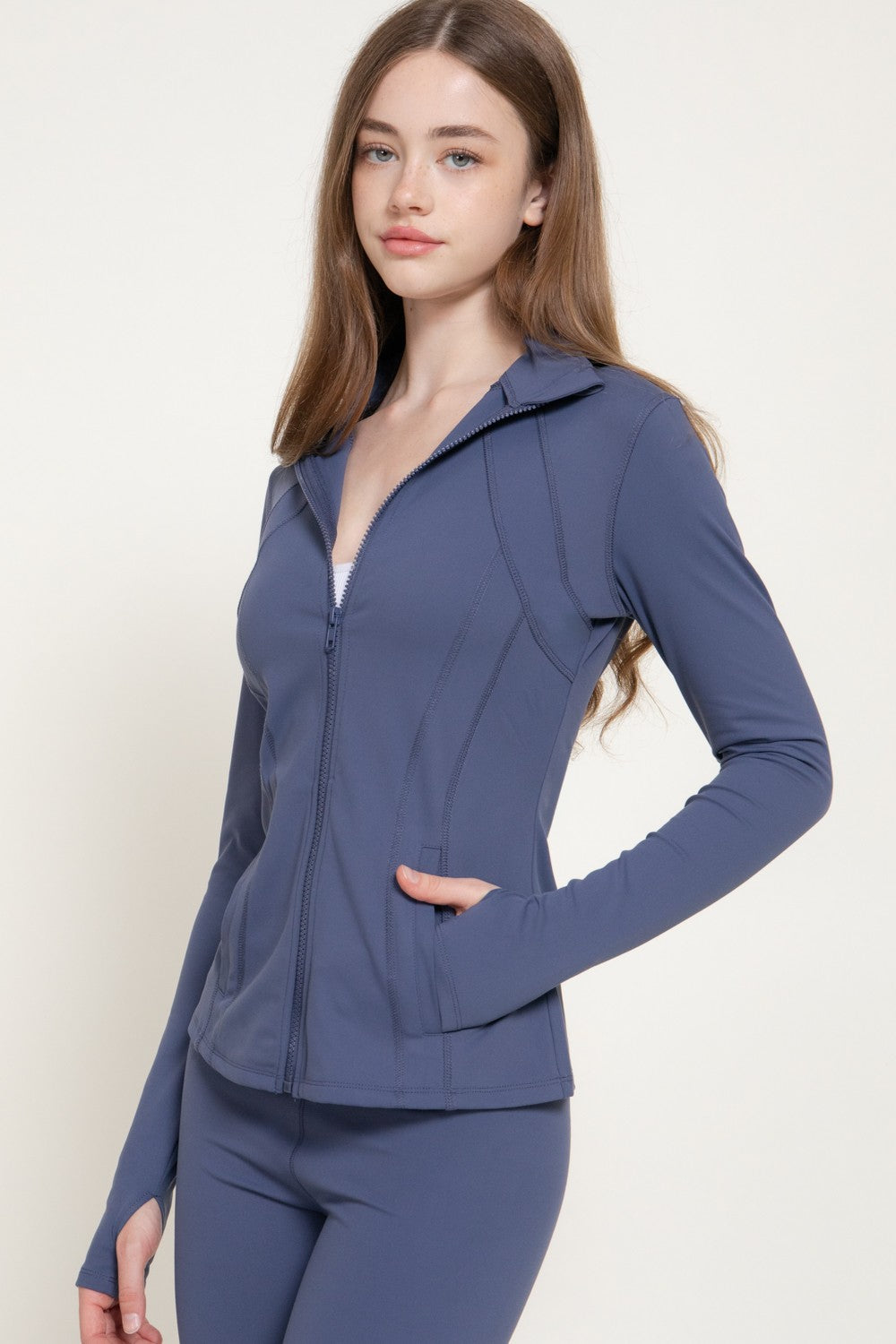 Long Slv Thumb Holes Workout Jacket