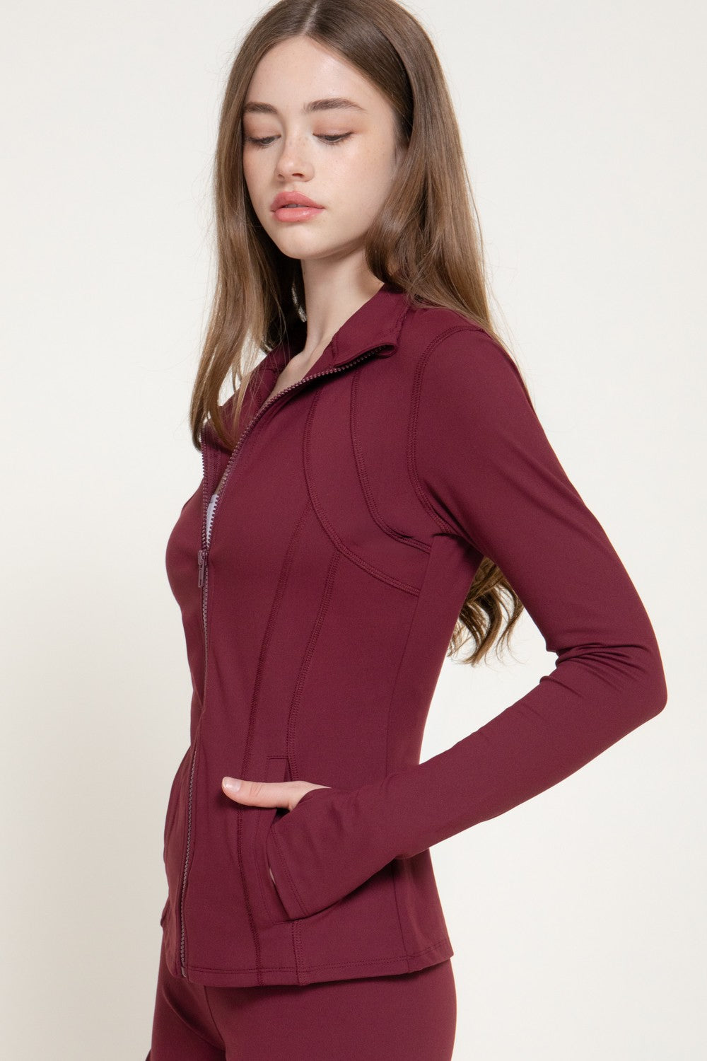 Long Slv Thumb Holes Workout Jacket