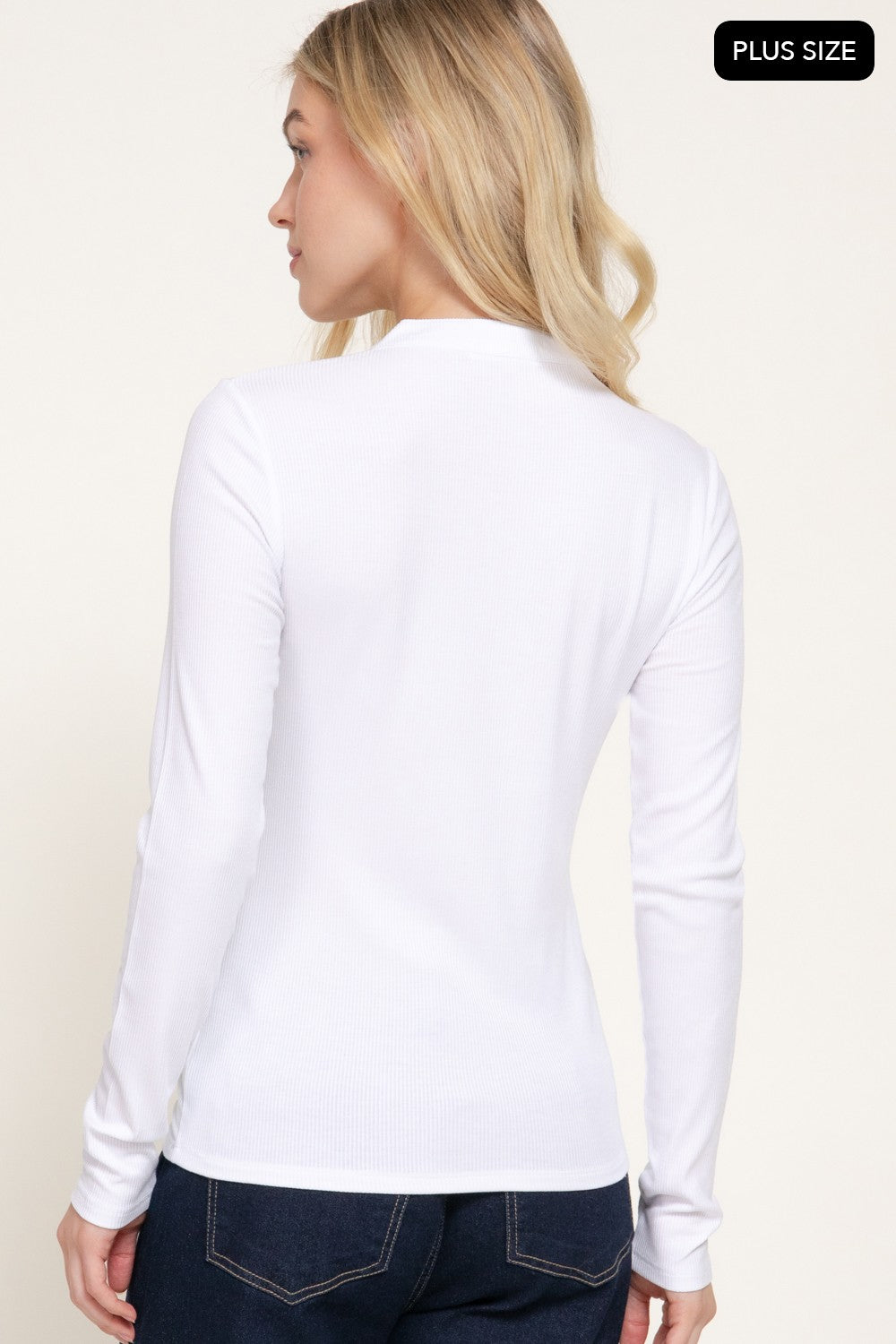 Long Slv Henley Neck Ribbed Top