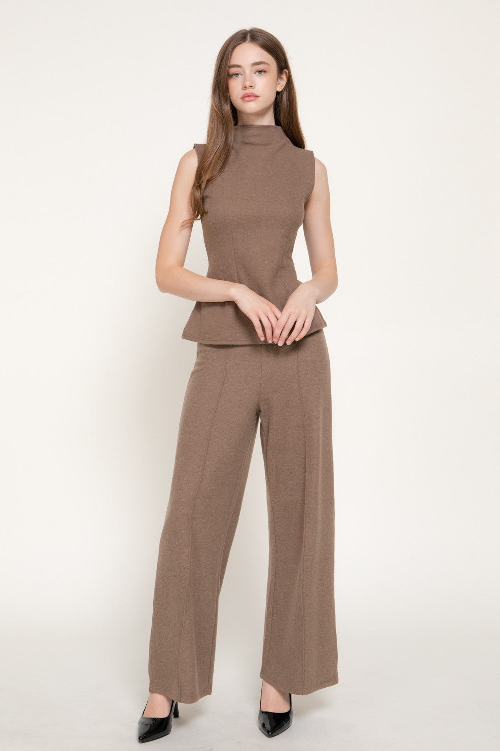 Sleeveless High Neck Top & Long Pants Set
