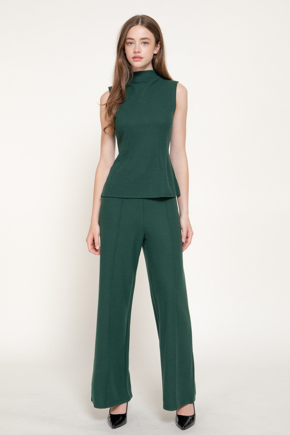 Sleeveless High Neck Top & Long Pants Set