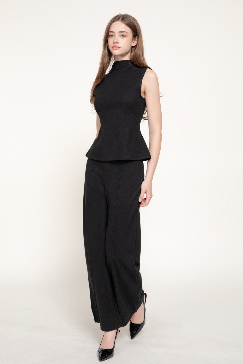 Sleeveless High Neck Top & Long Pants Set