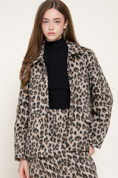 Leopard Print Hairy Wool-like Coat