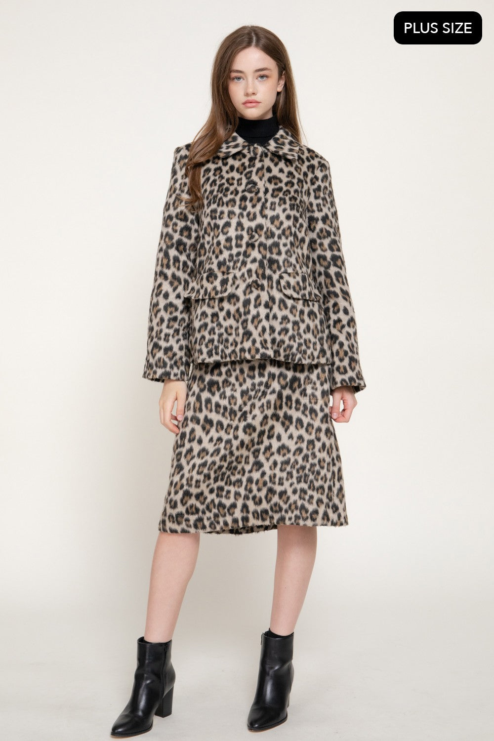 Leopard Print Hairy Wool-like Coat