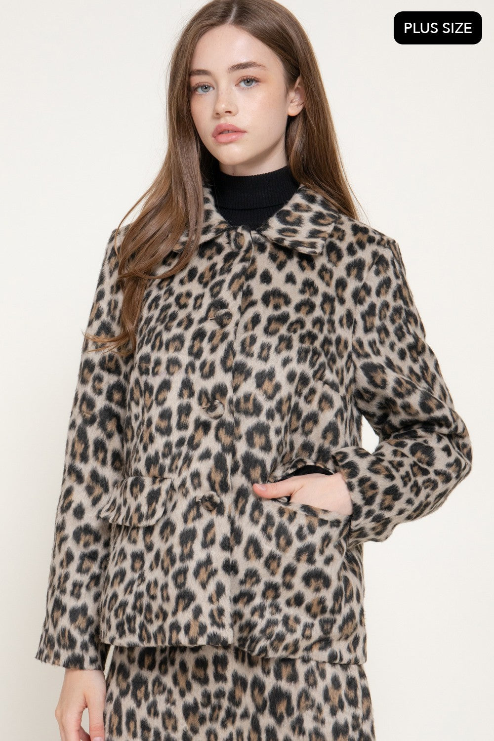 Leopard Print Hairy Wool-like Coat