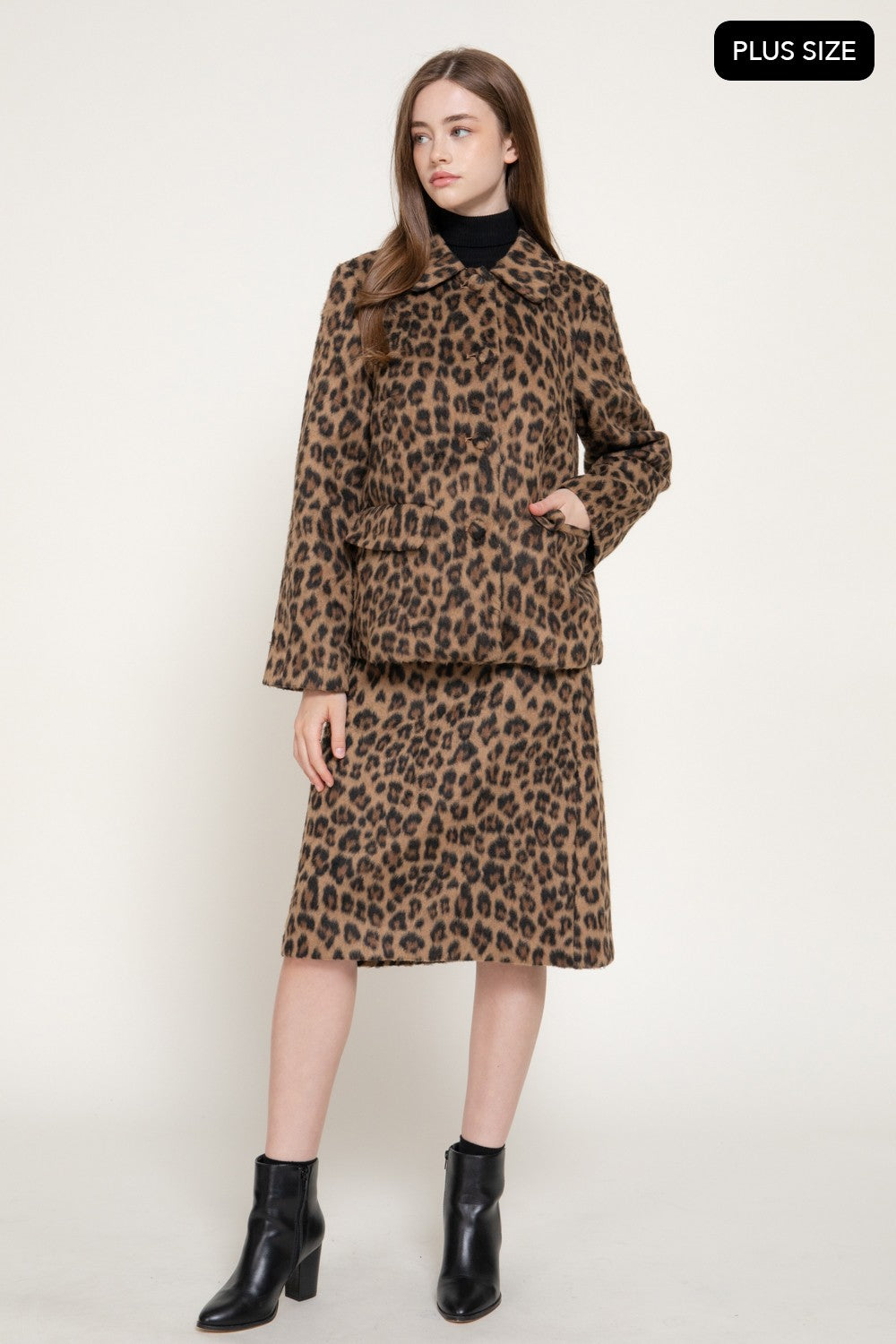 Leopard Print Hairy Wool-like Coat
