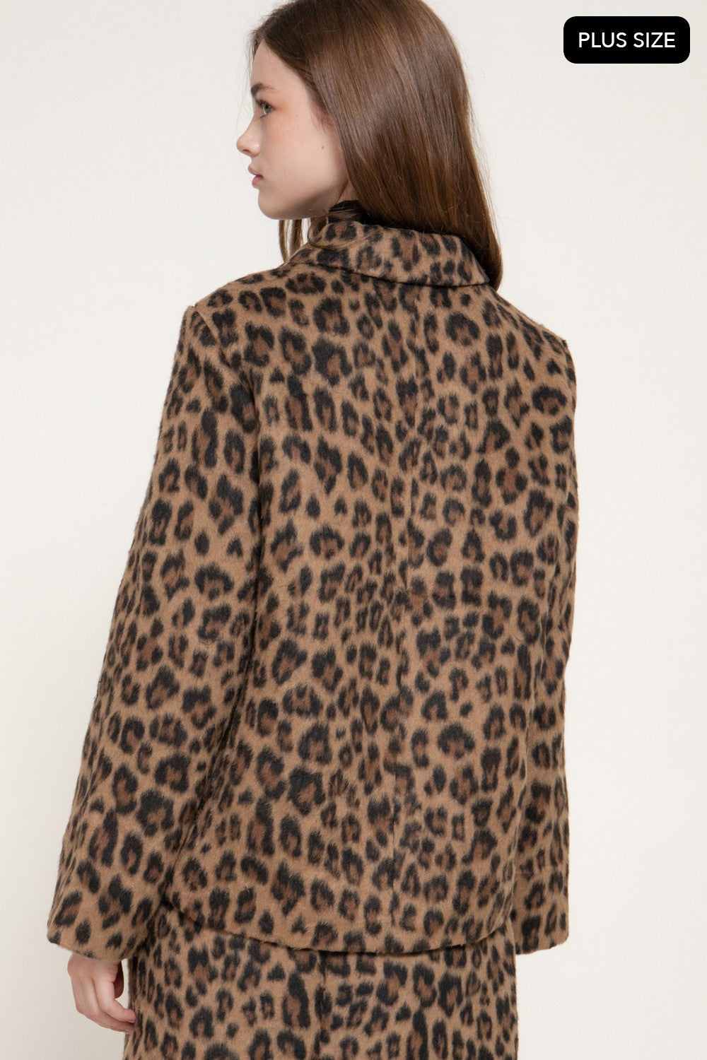 Leopard Print Hairy Wool-like Coat