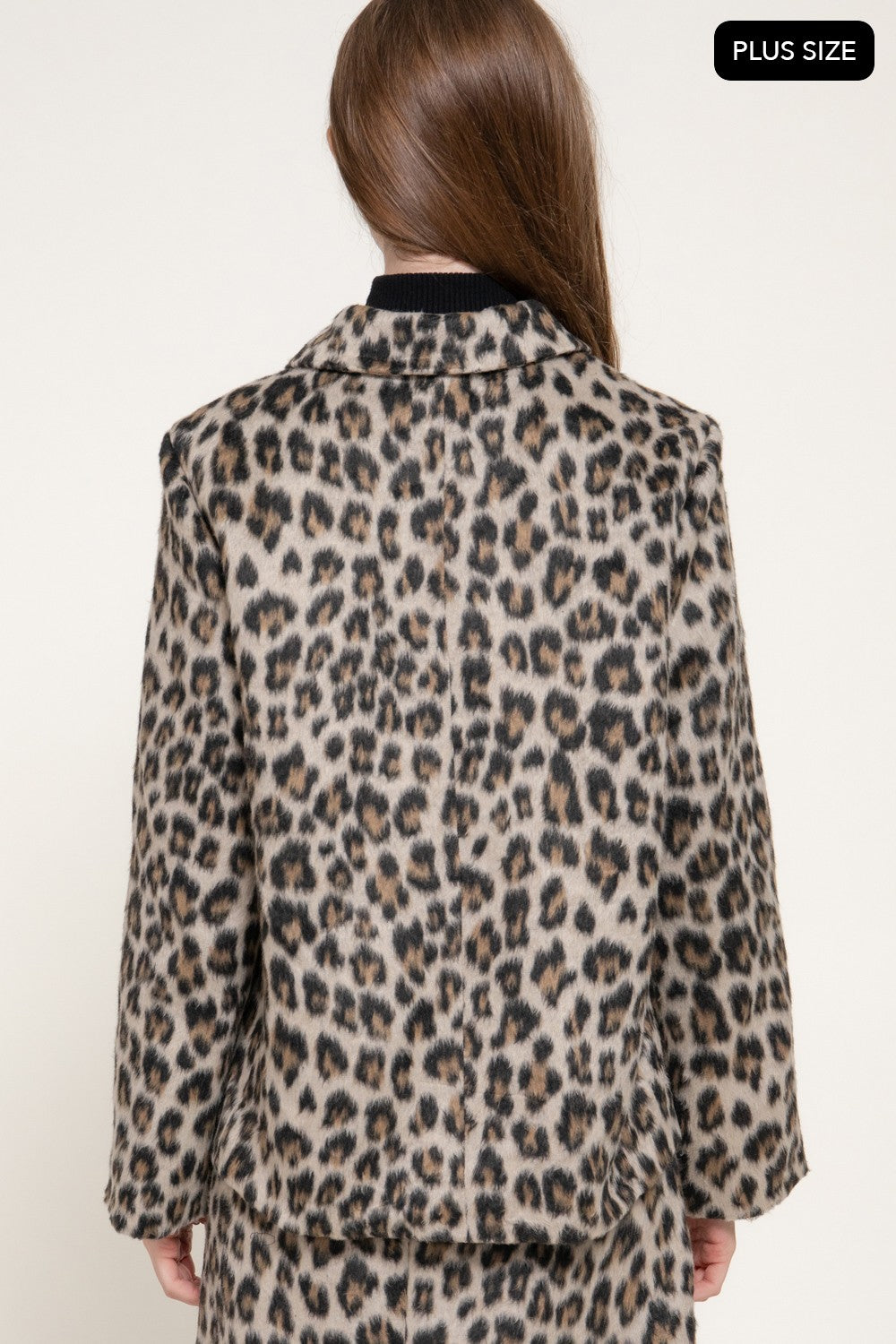 Leopard Print Hairy Wool-like Coat