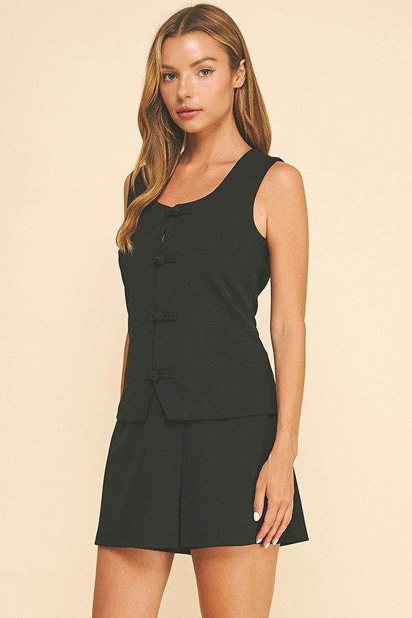 Jersey Mandarin Qipao Cheongsam Vest Top