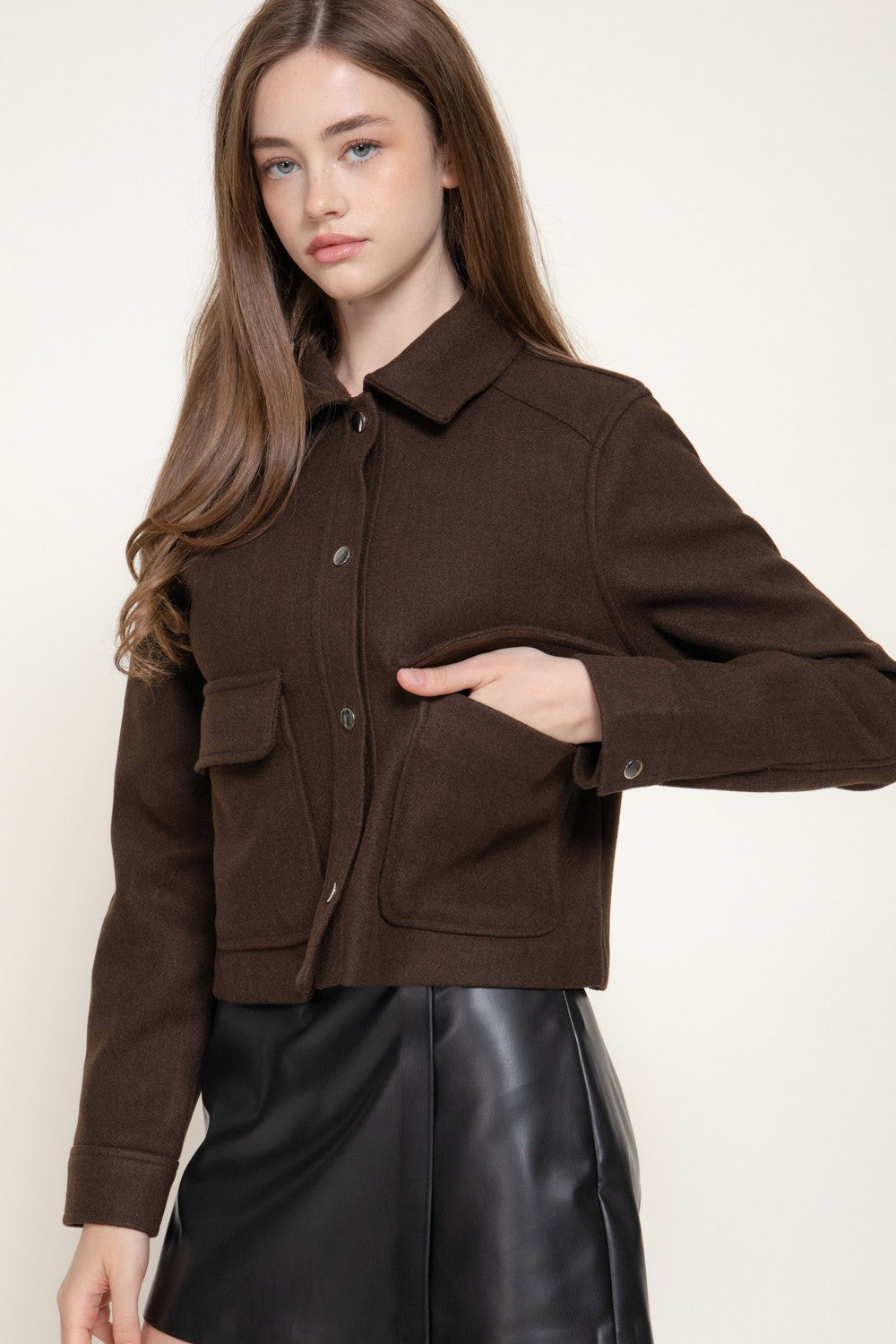Long Sleeve Closure Soft Felt Jacket