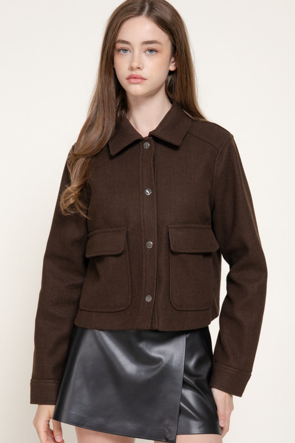 Long Sleeve Closure Soft Felt Jacket
