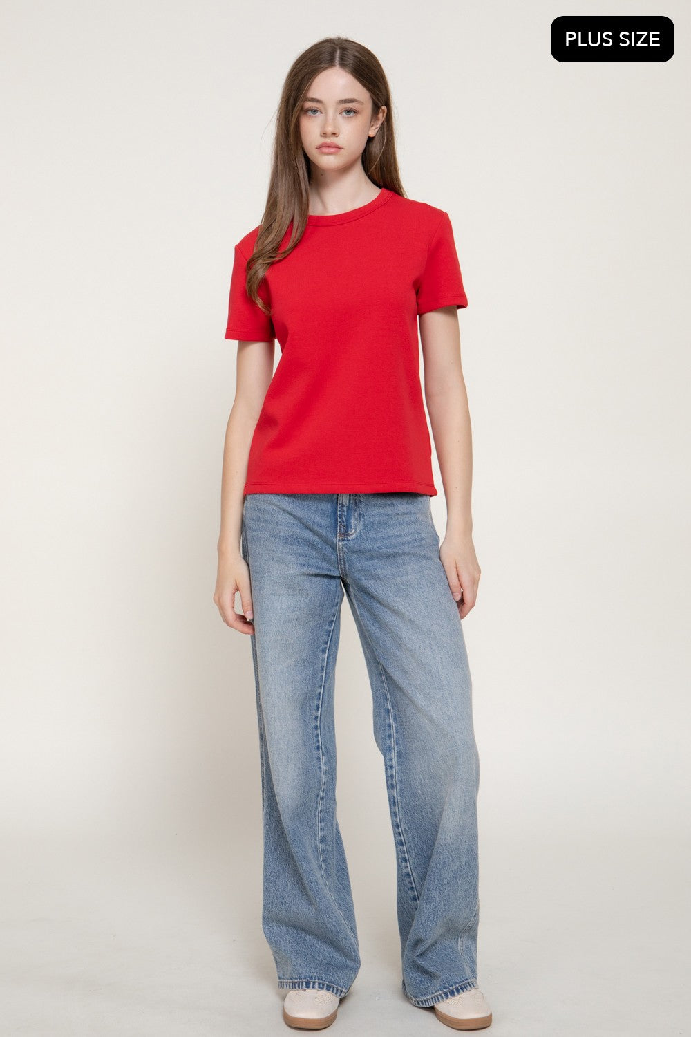 Short Sleeve Round Neck Soft Knit Top