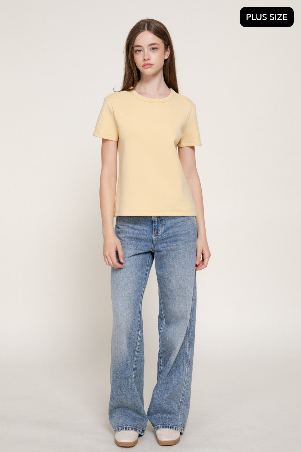 Short Sleeve Round Neck Soft Knit Top
