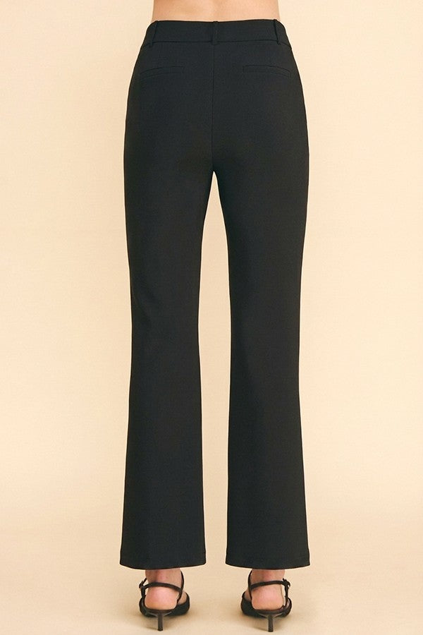 Twill Off Center Tab Fly Flared Trousers Pants