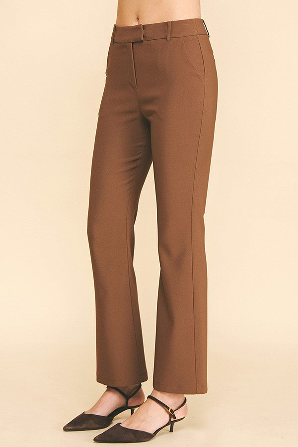 Twill Off Center Tab Fly Flared Trousers Pants