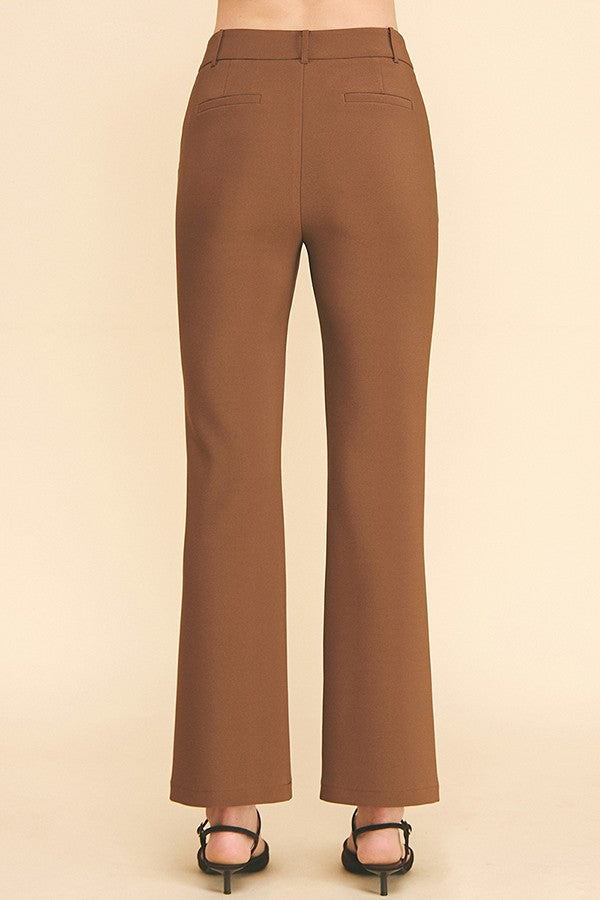 Twill Off Center Tab Fly Flared Trousers Pants