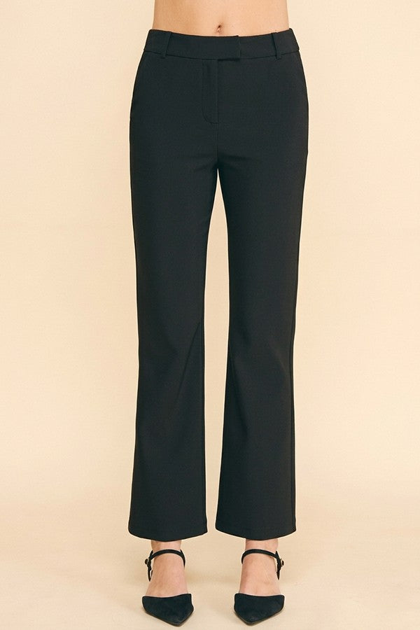Twill Off Center Tab Fly Flared Trousers Pants