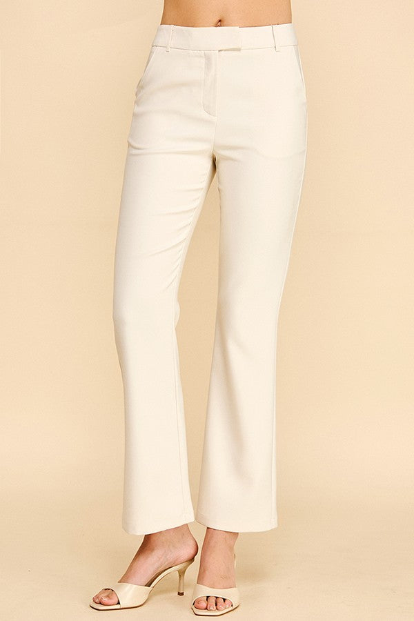 Twill Off Center Tab Fly Flared Trousers Pants