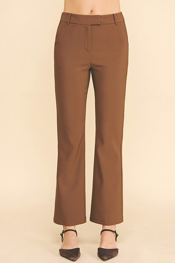 Twill Off Center Tab Fly Flared Trousers Pants