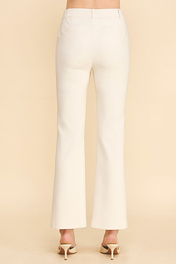 Twill Off Center Tab Fly Flared Trousers Pants
