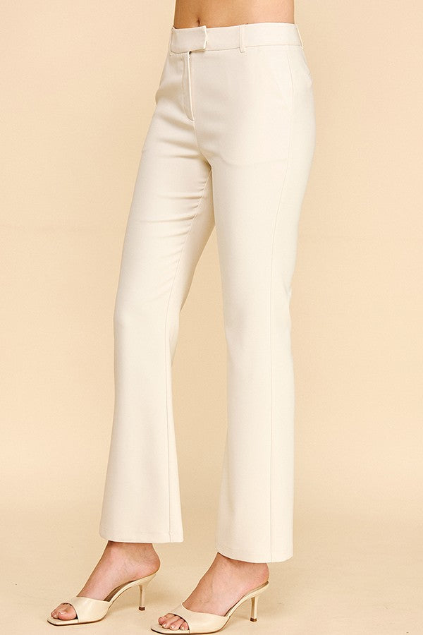 Twill Off Center Tab Fly Flared Trousers Pants