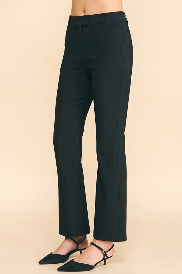 Twill Off Center Tab Fly Flared Trousers Pants