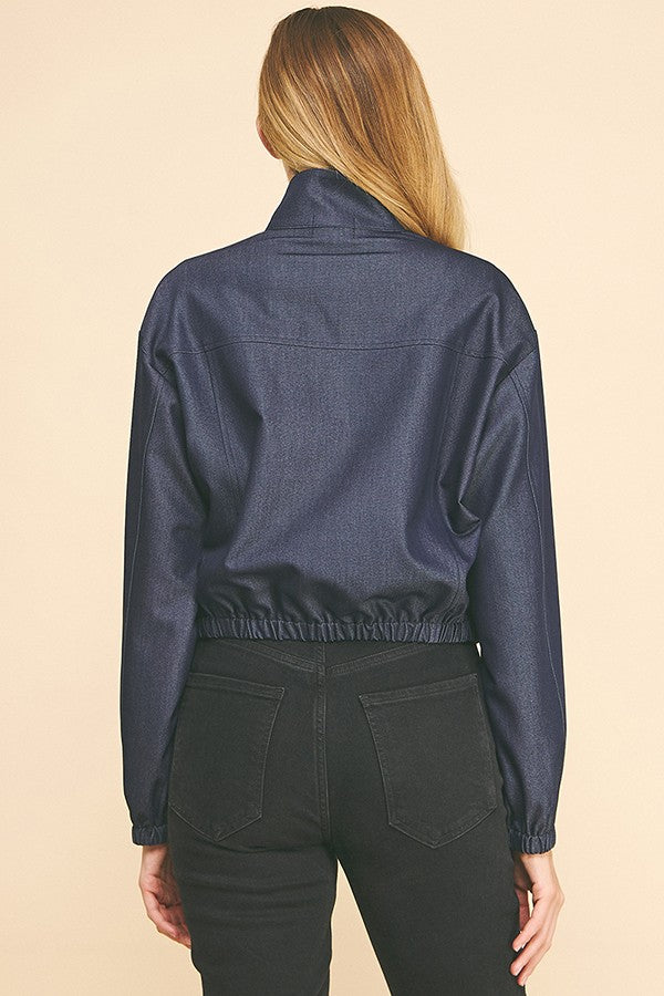 Denim Ring Zipper Blouson Jacket