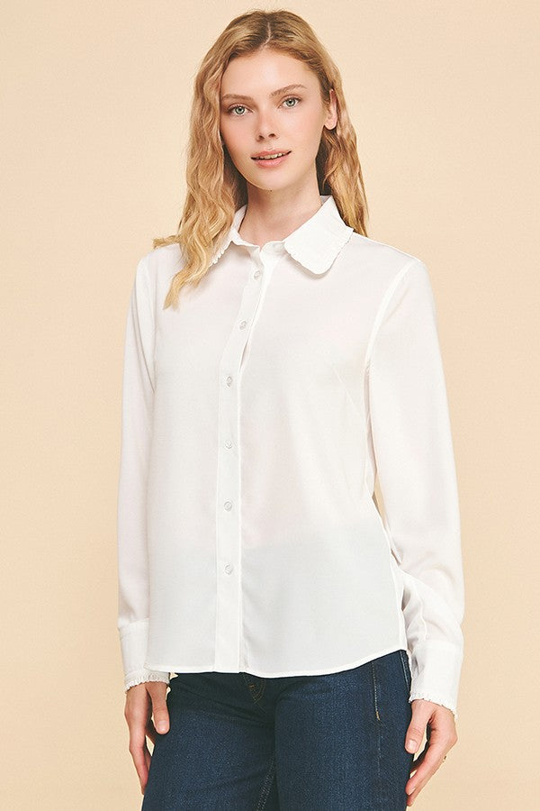 Textured Crepe Neck Scarf Tie Dress Shirt Blouse